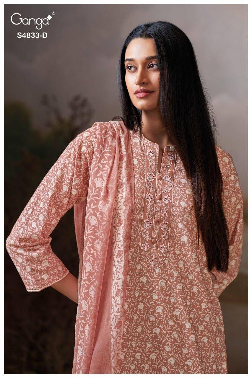 ILYNDRA 4833 By GANGA 4833A To 4833D Series Beautiful Festive Suits Colorful Stylish Fancy Casual Wear PREMIUM COTTON Dresses At Wholesale Price